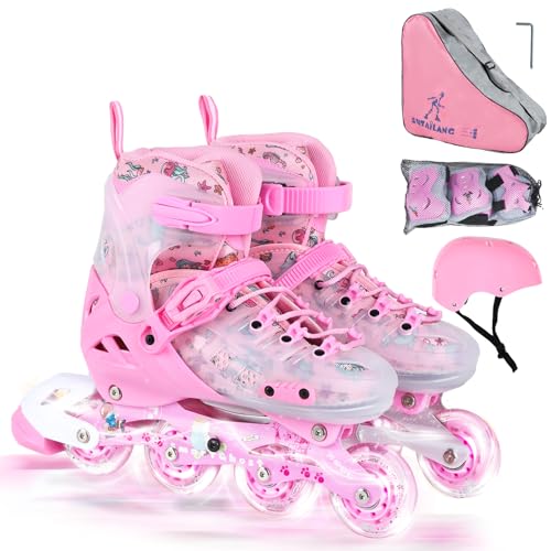 VEZLOPUS Inline Skates, Adjustable Children Inline Skates with Light...