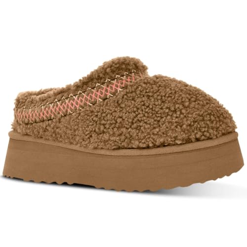 Women's Fuzzy Platform Slippers Boots Braid Slippers with Plush