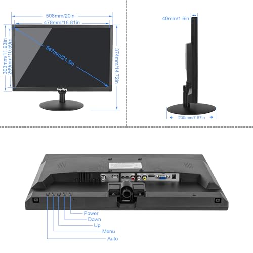 Image of 21.5 Inch Touch Screen Monitor FHD1920x1080 Support HDMI VGA AV USB BNC, 10 Points Capacitive Touch TFT LED 16:9 Monitor for Laptop PC Xbox PS5 /PS4 Switch POS Systems Built-in LounSpeakers