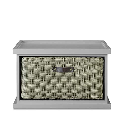 Tetbury dove grey washing machine stand with storage. Dryer pedestal with large storage basket, washing machine raiser . Fully Assembled