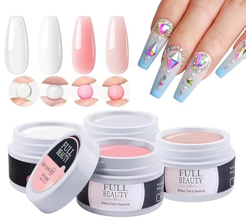 4 Farben Aufbaugel für Gelnägel 15ml UV Gel zur Nagelverlängerung und Modellage,Builder Nail Gel für Nägel für Nagelstudio
