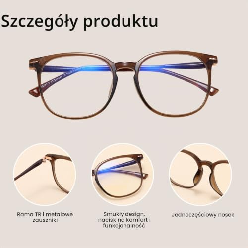 Firmoo Filtr niebieskiego światła okulary męskie damskie duże okulary UV niebieski filtr do ekranów TR90