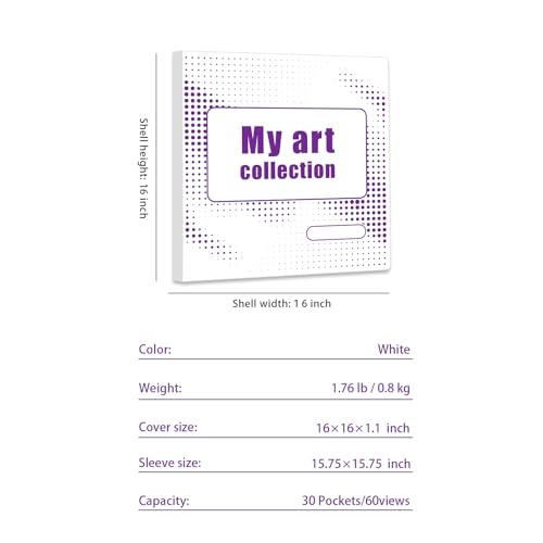 Image of Diamond Art Storage Book with Accessories Painting Storage for Diamond Painting Kits, Tools & Supplies Album 15.7x15.7inch Art Collection Binder Book Square Folder 40x40cm(White)