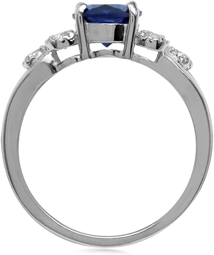Miniatura 3 de Silvershake Oval Shape Birthstone Gemstones White Gold Plated 925 Sterling Silver Engagement Anniversary Right Hand Ring Jewelry for Women