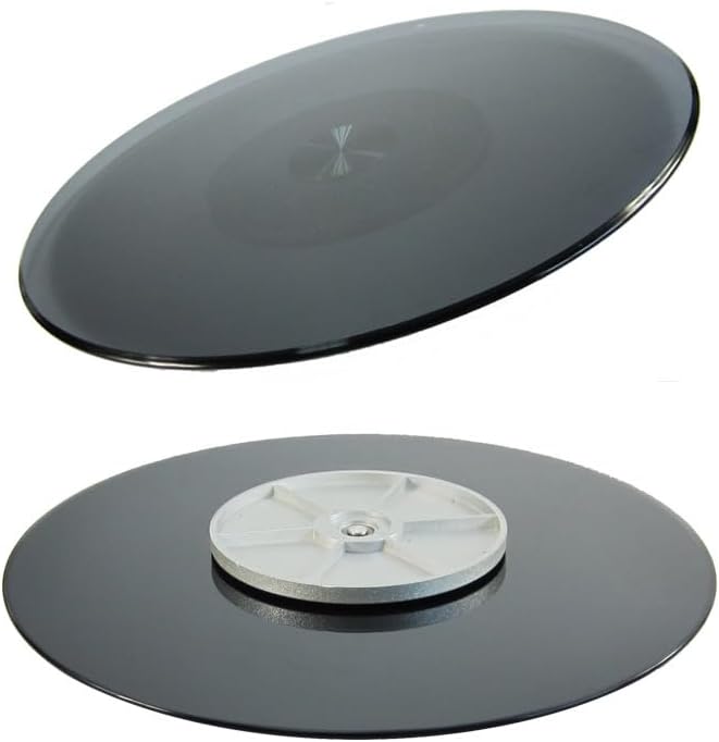 Large Black Tempered Glass Lazy Susan Turntable Tray for Dining Table 30'' 32'' 34'' 39'' Round Tabletop Rotating Serving Plate Glass Rotating Tray(80CM(30IN))