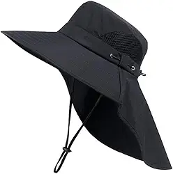 Chapéu Boné Pescador Australiano Respirável Ajustável Protetor Contra Raios Solares UPF50+ Pesca Trilha Camping