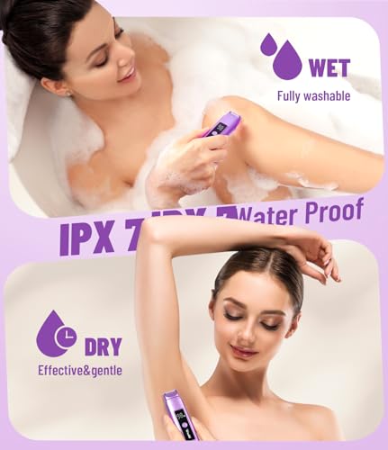 Image of Dynooper Electric Bikini Trimmer for Women: IPX7 Waterproof Dual Head Cordless Electric Shaver for Women with LED Display & 0.5mm Ceramic Blades for Pubic Hair, Face, Legs - Grape Purple