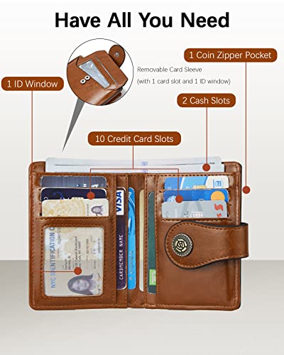 BOSTANTEN Leather Wallets for Women RFID Blocking Zipper Pocket Small Bifold Wallet Card Case
