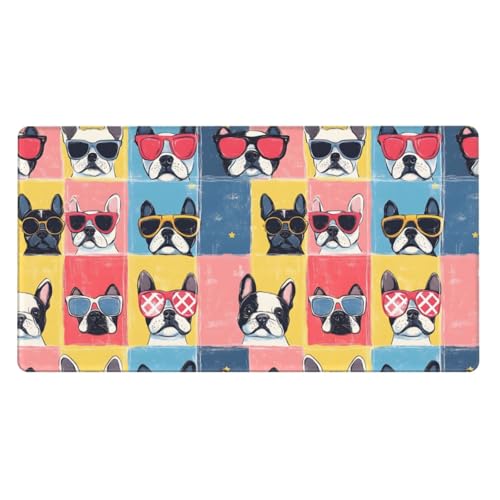 Tapis de bureau bouledogue français pour ordinateur portable au travail