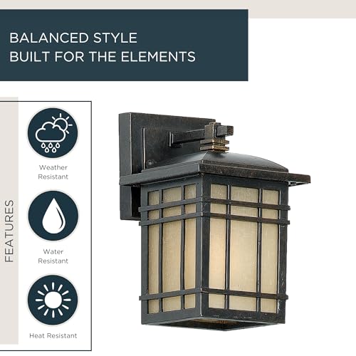 Image of Quoizel Hillcrest 9.25 inch Outdoor Wall Lantern, Imperial Bronze | White Linen Textured Glass, Mission Style, ETL Wet Rated