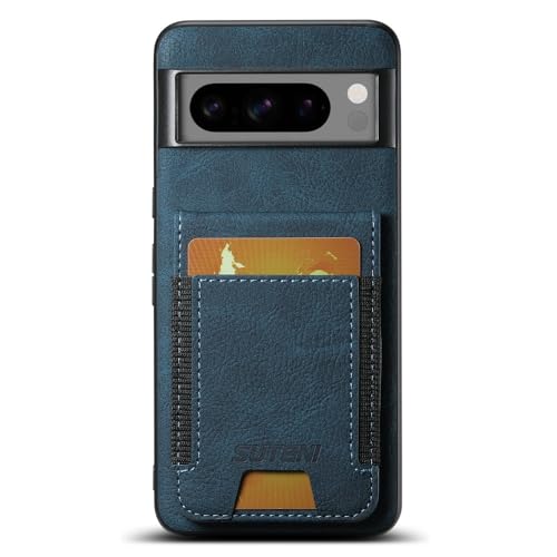 Étui compatible Google Pixel 8 bleu anti-choc étui portefeuille rabat magnétique