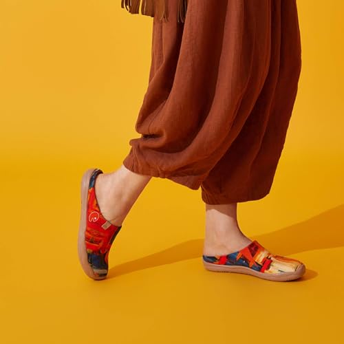 Image of UIN Slipper Woman Travel Art Painted Shoes Wide Toe Casual Home Slip On Mules Malaga