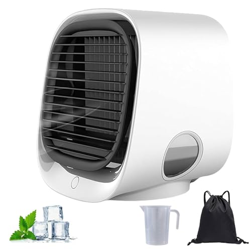 Airabreeze Portable Air Conditioner, Portable Airbreeze Fan Humidifier & Scent Dispenser, 2025 Aira Breeze Air Cooler Fan with Tank & LED Nightlight, 4 Speed Settings, Cooling in 90 Seconds (White)