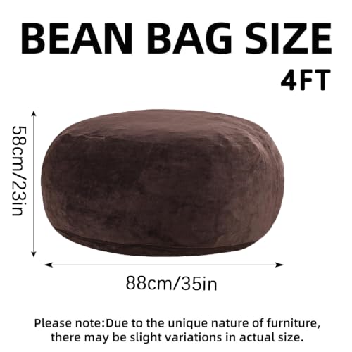Image of Memory Foam Bean Bag Chair for Adults, 3FT Brown