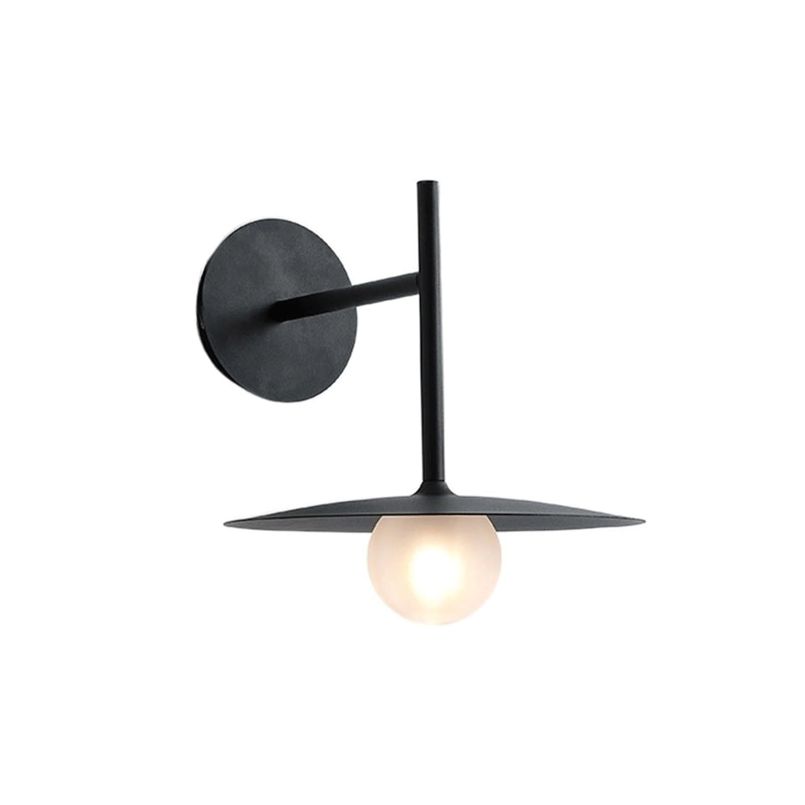 Lampada Muro Disco Metallo Industriale Vetro Smerigliato