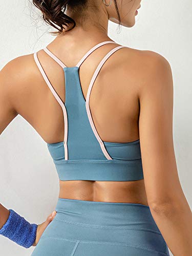 pedkit Sutiã feminino com zíper frontal esportivo Strappy Racer traseiro removível acolchoado ioga a