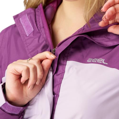 Image of ZEEL Rain Coat for Women Waterproof with Adjustable Hood, Rainwear Suit with Backpack Friendly Pleate, Front Zip with Snap Button Flap, Pants for Ladies (ELS508, Pink, L)