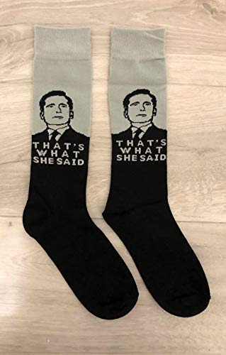 Balanced Co. That's What She Said Dress Socks Michael Scott Funny Socks Crazy Socks Casual Cotton Crew Socks