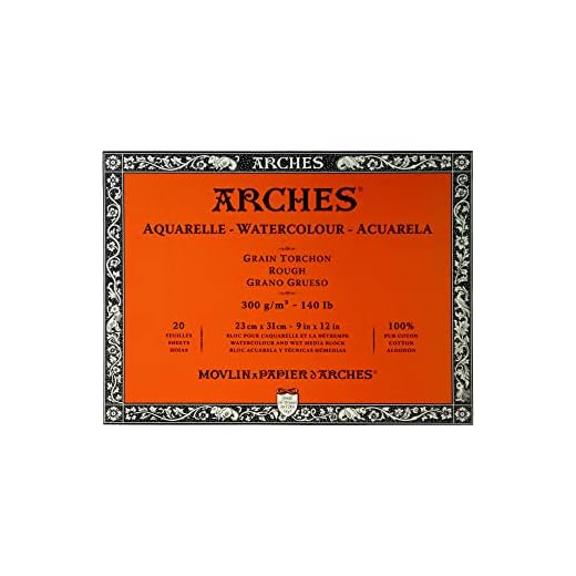 Arches 1795085 akvarellpapper i blocket (23 x 31 cm, limmade på 4 sidor, 300 g/m² grovkorn) 20 ark naturligt vita