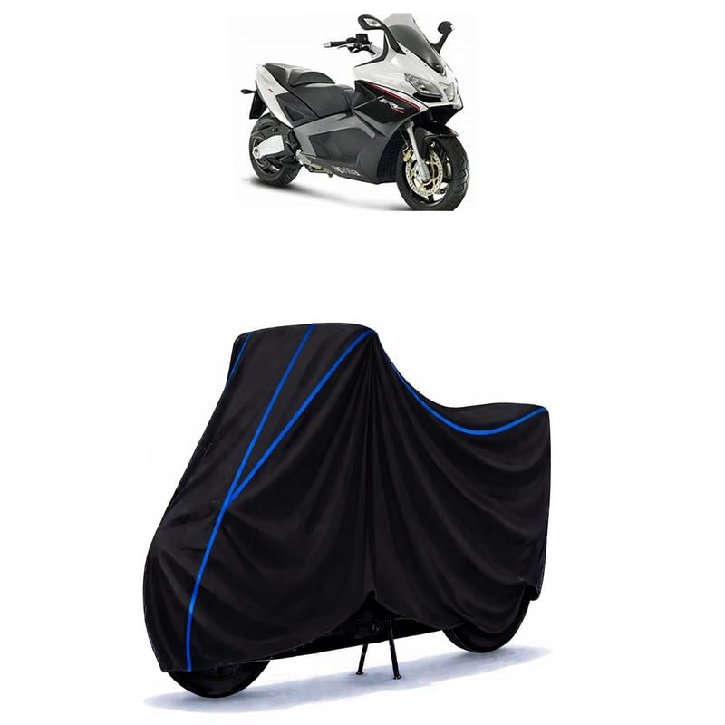 Image of Scooty Cover Water Resistant for SRV | Universal Scooter & Bike Cover | Heavy Duty UV Dust, Rain & Scratch Protection | Elastic Fit All Weather Indoor Outdoor | Black with Blue Piping