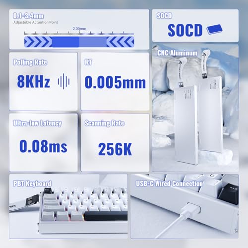 Clavier magnétique ATTACK SHARK X68 MAX HE TKL RVB switch mécanique effet Hall ajustable - 3