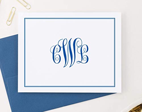 Classic Monogram Stationary Set FOLDED NOTE CARDS, Personalized Stationary Set, Personalized Monogram Stationery Set, Your Choice of Colors and Quantity
