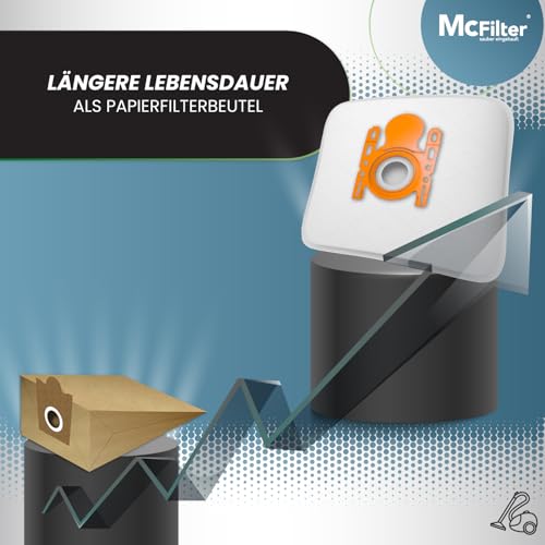 McFilter I 10 Staubsaugerbeutel kompatibel mit Siemens VSQ5X1230 Q5.0 extreme SilencePower Staubsauger (Serie Q 5.0), 5-lagiger Beutel mit Hygieneverschluss, Typ BS 217m inkl. Filter