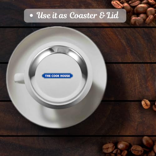 Image of The Cook House - Stainless Steel Small Coasters /Lid for Tumblers, Katori, Glasses, Cups, Mugs, Bowls | Metal Covers for Dinning Table, Kitchen & Office | Food Grade, Mirror Finish - 8 CM (6)