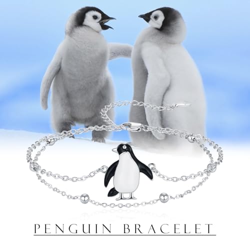 Image of 925 Sterling Silver Animal Bracelets Anklets Elephant /Highland Cow /Penguin /Sloth Adjustable Jewelry Gifts for women