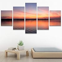 SIGNWIN 5 Panel Canvas Wall Art Landscape Ocean for Home Decorations Ready to Hang - 60