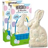 Hershey Easter Bunny Cookies 'N Cream Polka Dot Solid Chocolate - 2 Pack Large White Chocolate Bunny with Crunchy Cookie Bits - Easter Basket Treat, Holiday Gift, Party Favor