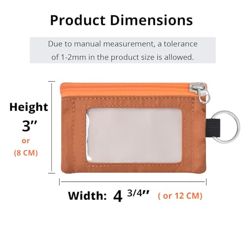 Image of RFID Blocking Travel Wallet with Adjustable Lanyard, Small Nylon Zipper Pouch and Badge Holder for ID, Credit Cards, Cash, Keys, Commuters (Almond+Rust)
