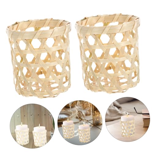 Yardenfun S141IP53119PXKK7K Rustic Rattan Woven Tea Light Candle Holders thumb #6