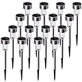 SUNNEST Solar Lights Outdoor Christmas - 16 Pack Solar Pathway Lights Waterproof Steel Metal Auto On/Off Solar Garden Lights Bright Up to 10 Hrs for Pathway Walkway Patio Yard Garden Lawn Driveway
