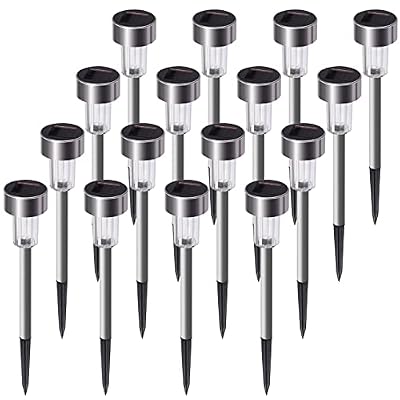 SUNNEST Solar Lights Outdoor Christmas - 16 Pack Solar Pathway Lights Waterproof Steel Metal Auto On/Off Solar Garden Lights Bright Up to 10 Hrs for Pathway Walkway Patio Yard Garden Lawn Driveway