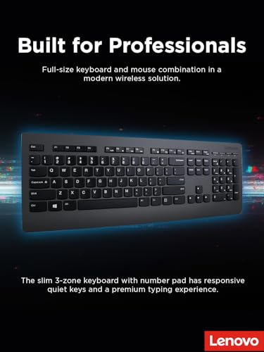 Image of Lenovo This Sleek And Stylish Full-Size Keyboard And Mouse Combo Offers Exceptional Qua