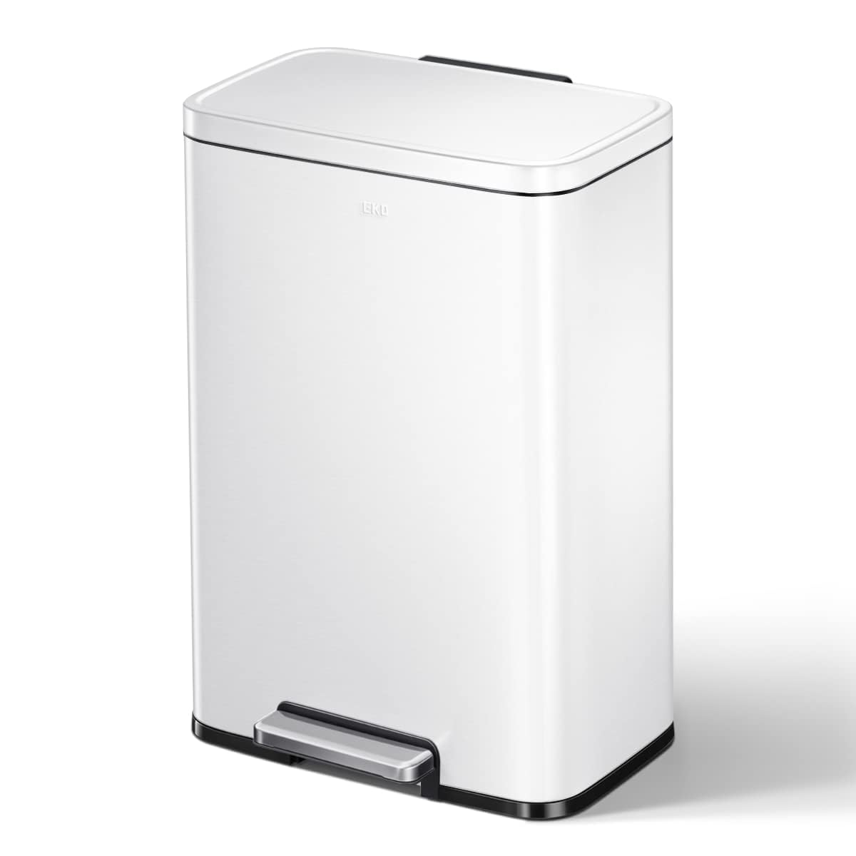 EKO Madison Cubo de Basura para Cocina 50 L con Pedal Blanco Mate | Cubo EKO Madison de 50 L en color blanco, con pedal, cierre suave, función stay-open y anillo estabilizador de bolsas.