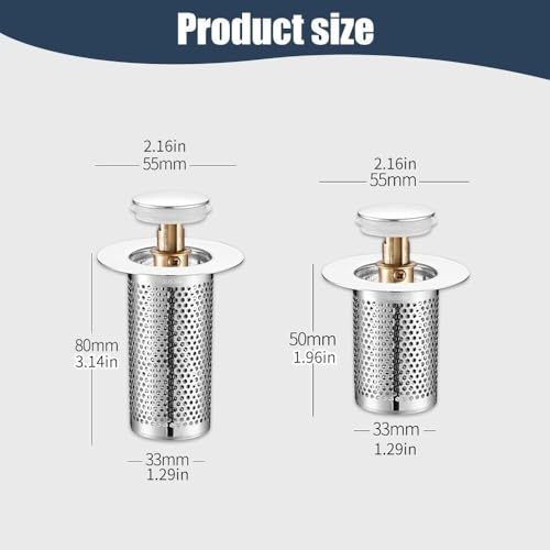 Colador para desagüe de lavabo con filtro y tapón corto miniatura 2