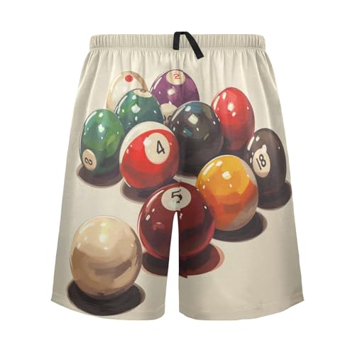 ALAZA Vintage Billiard Balls Men's Pajama Shorts with Pockets
