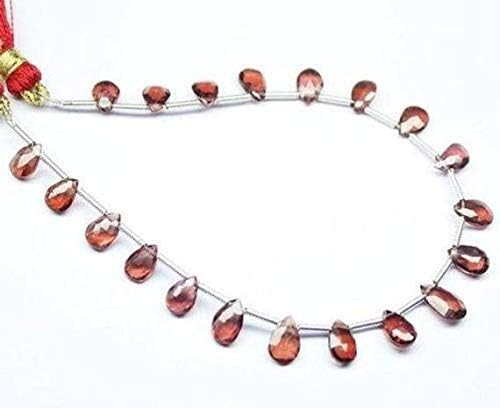 1 Strand Garnet pear Drop Faceted 18'' Long Strand Gemstone Beads, Jewelry Supplies for Jewelry Making, Bulk Beads, for Meditation Jewellery Gemstone Size 6mm to 7mm