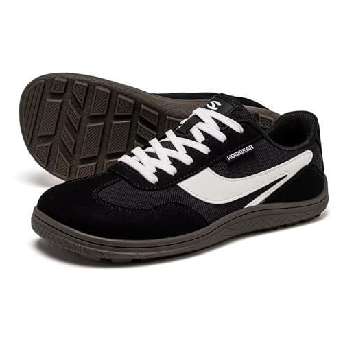 HOBIBEAR Unisex Wide Barefoot Minimalist Shoes for Men Women Walking Sneakers Black/White