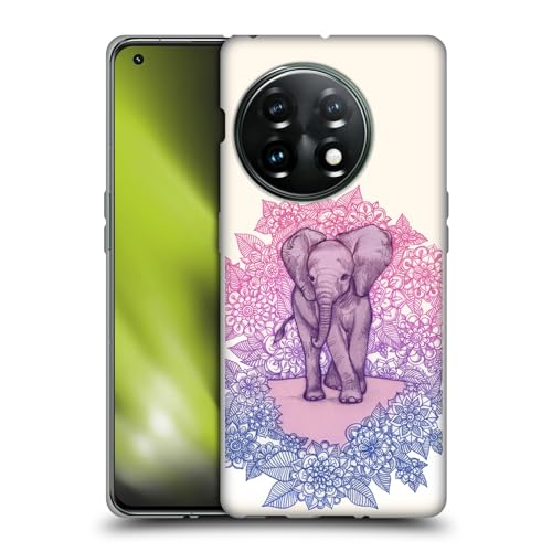 Head Case Designs Officially Licensed Micklyn Le Feuvre Cute Baby Elephant Animals Soft Gel Case Compatible with OnePlus 11 5G