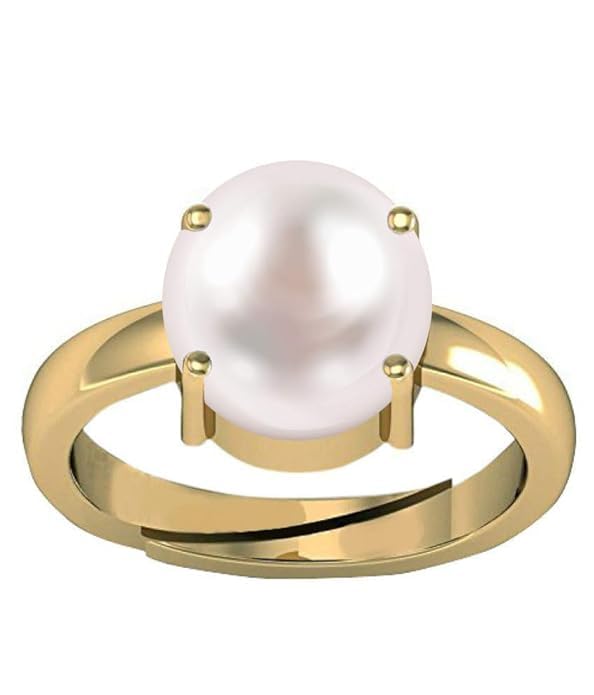 15.25 Ratti 14.00 Ct.Pearl Stone/Moti Natural Stone Round Shape Gold Plated Metal Adjustable Ring for Men and Women-image-12