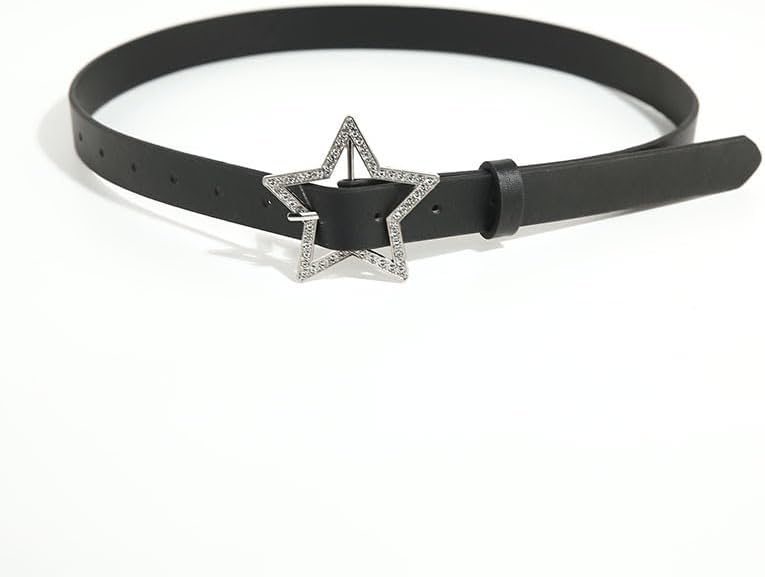 AIBEARTY Women Girls Glitter Rhinestone Star Buckle Belt Y2K Leather Waist Belt Waistband for Jeans Dresses - Image 2