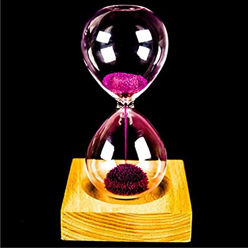 Reloj de arena magnético con base de madera azul miniatura 2