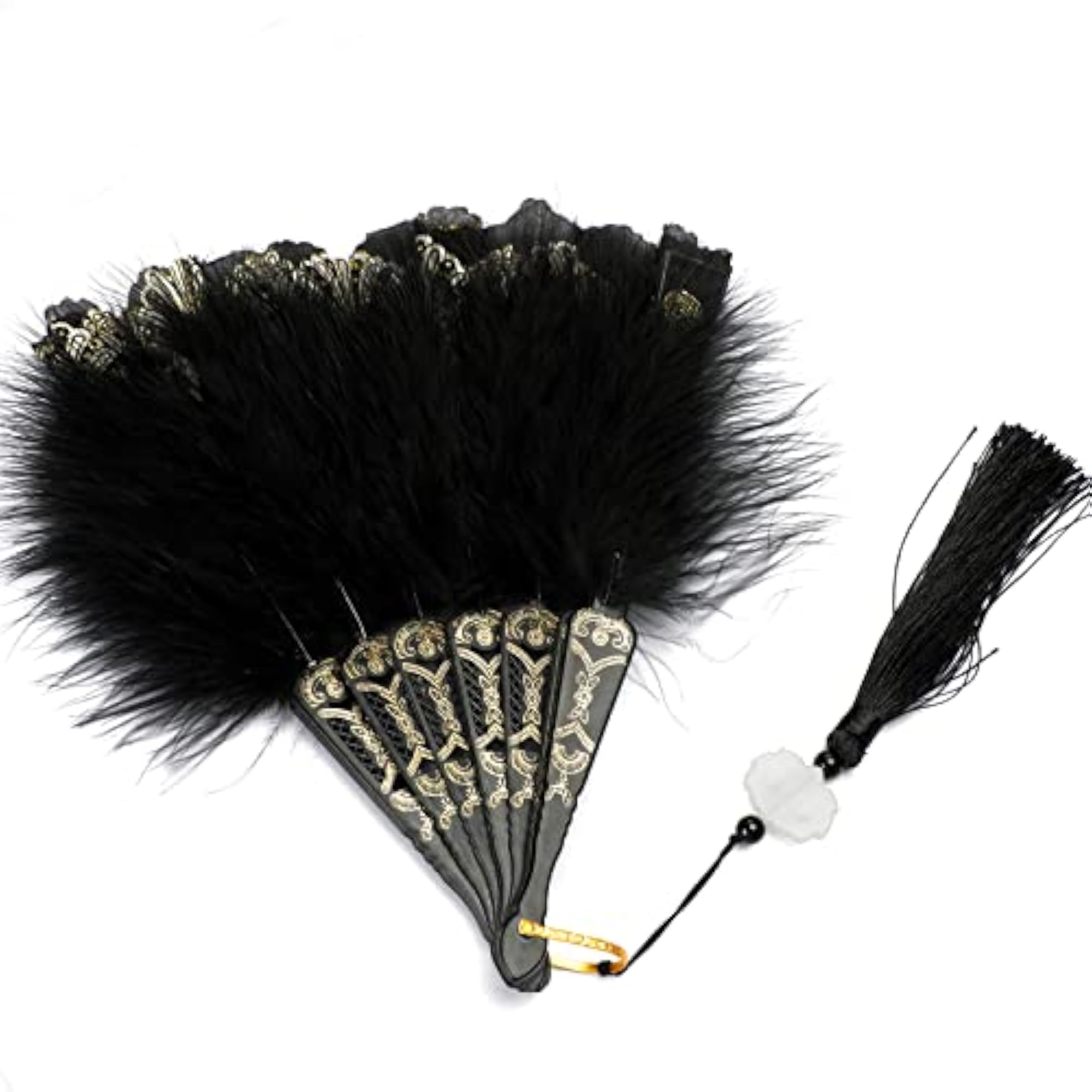 Foldable Feather Handheld Fan, Vintage Style