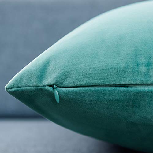 Image of JUSPURBET 26x26 Decorative Velvet Throw Pillow Covers Set of 2,Teal Green | Cozy Soft Cushion Covers Cases with Invisible Zipper for Couch Sofa Bed Living Room Bedroom Home Decor