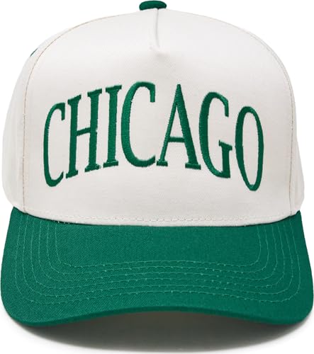 Two Tone Vintage Snapback Hat - Chicago - Kelly Green/Beige