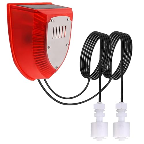 Sensor Solar de Nivel, alarmas acústicas y visuales de Nivel de Agua Alto / bajo, Volumen Ajustable de 129 dB, línea de detección de 5 m, Impermeable IP55, utilizable en Interiores y Exteriores