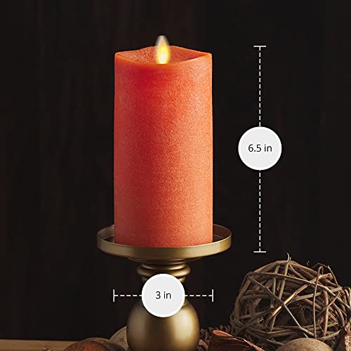 Image of Luminara - Flameless LED Battery Operated Flickering Pillar Candles - Burnt Orange- Pack of 1-3x6.5 - Realistic Moving Flame Real Wax Indoor /Outdoor